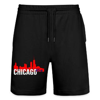 Chicago Blues - Short de jogging bio TRAINER Stanley/Stella unisexe - noir - Devant - Nik (191cm) & Marisol (170cm)