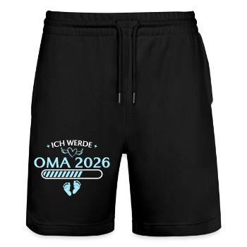 Je vais annoncer la grossesse de grand-mère en 2026 - Short de jogging bio TRAINER Stanley/Stella unisexe - noir - Devant - Nik (191cm) & Marisol (170cm)