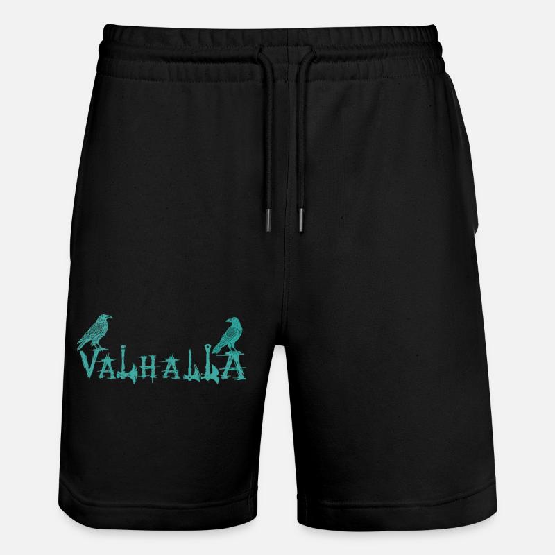 Valhalla Runic Ravens Style Shirt - Stanley/Stella Trainer Unisex Organic Jogging Shorts - black