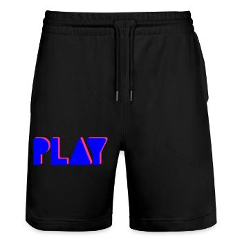 Press Play – Music Party DJ Shirt Club Style - Stanley/Stella Trainer Unisex Organic Jogging Shorts - black - Front - Nik (191cm) & Marisol (170cm)