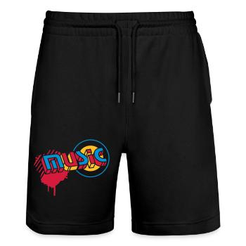 3D Music Lettering in Graffiti Style - Stanley/Stella Trainer Unisex Organic Jogging Shorts - black - Front - Nik (191cm) & Marisol (170cm)