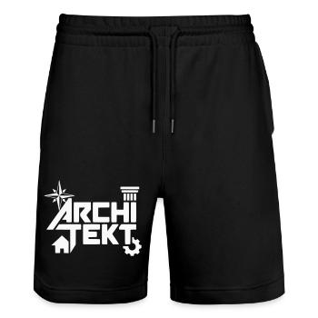 Architekt Schrift Kompass Design - Farbe variabel - Stanley/Stella Unisex Bio Joggingshorts Trainer  - Schwarz - Vorne - Nik (191cm) & Marisol (170cm)