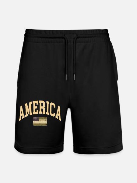 Amerika Camouflage Flagge - Stanley/Stella Unisex Bio Joggingshorts Trainer - Schwarz