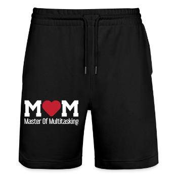 Mom master of multitasking / Mother, Family - Stanley/Stella Trainer Unisex Organic Jogging Shorts - black - Front - Nik (191cm) & Marisol (170cm)
