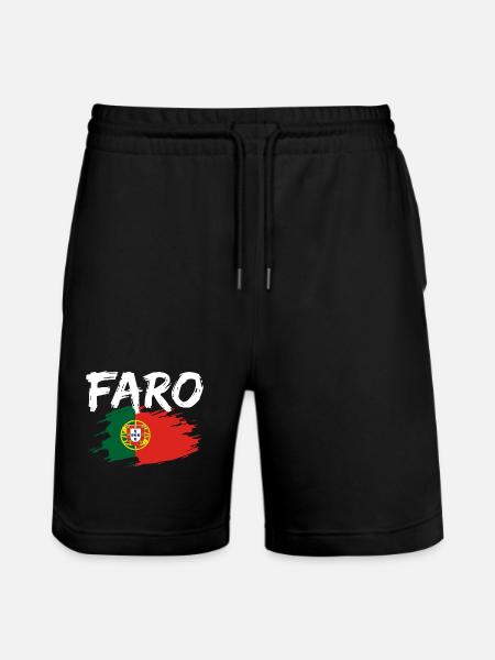 Faro Portugal Flag - Stanley/Stella Trainer Unisex Organic Jogging Shorts - black
