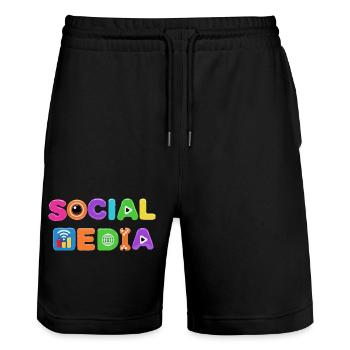 Bunte Social Media Pop Art - Stanley/Stella Unisex Bio Joggingshorts Trainer  - Schwarz - Vorne - Nik (191cm) & Marisol (170cm)