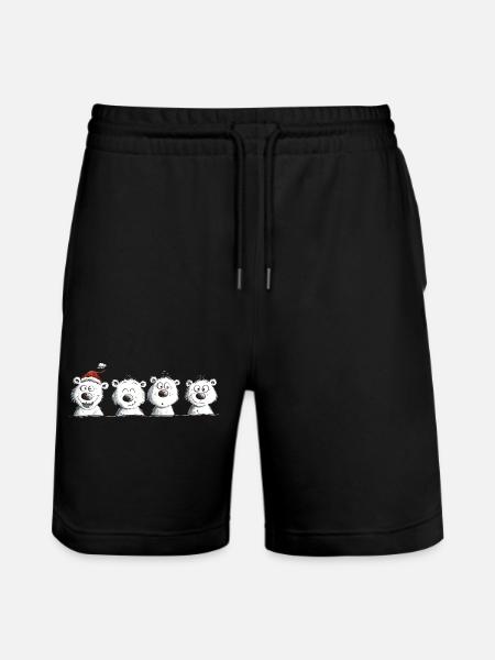 Happy Polar Bear Team Christmas - Stanley/Stella Trainer Unisex Organic Jogging Shorts - black