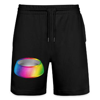 Motif de bol alimentaire arc-en-ciel pour animaux de compagnie - Short de jogging bio TRAINER Stanley/Stella unisexe - noir - Devant - Nik (191cm) & Marisol (170cm)