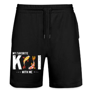 My Favorite Koi With Me Fish Lover Humor - Stanley/Stella Unisex Bio Joggingshorts Trainer  - Schwarz - Vorne - Nik (191cm) & Marisol (170cm)