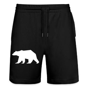 Bär Grizzly Logo Polar Bär - Stanley/Stella Unisex Bio Joggingshorts Trainer  - Schwarz - Vorne - Nik (191cm) & Marisol (170cm)