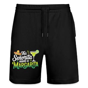 Chemise margarita – Cette señorita a besoin d’une margarita - Short de jogging bio TRAINER Stanley/Stella unisexe - noir - Devant - Nik (191cm) & Marisol (170cm)