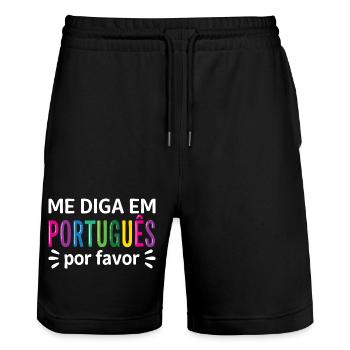 Professeur bilingue portugais au Portugal - Short de jogging bio TRAINER Stanley/Stella unisexe - noir - Devant - Nik (191cm) & Marisol (170cm)
