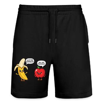 Funny Maestra School Spanish Teacher - Stanley/Stella Trainer Unisex Organic Jogging Shorts - black - Front - Nik (191cm) & Marisol (170cm)