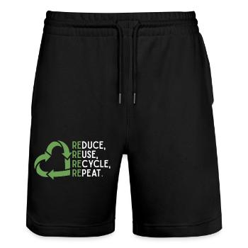 Reduce Reuse Recycle Repeat – Eco Theme - Stanley/Stella Trainer Unisex Organic Jogging Shorts - black - Front - Nik (191cm) & Marisol (170cm)