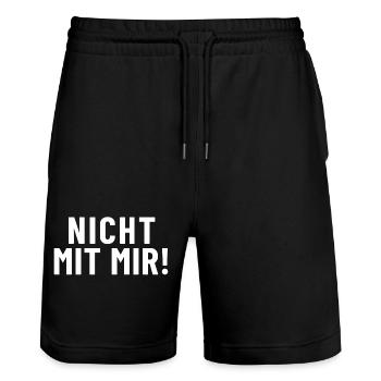 Nicht mit mir!  - Stanley/Stella Unisex Bio Joggingshorts Trainer  - Schwarz - Vorne - Nik (191cm) & Marisol (170cm)