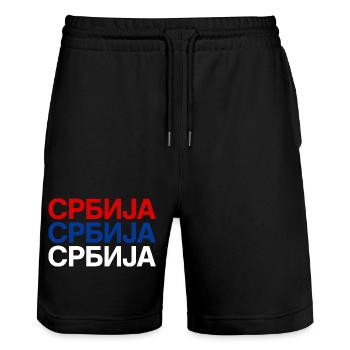Drapeau serbe Serbien - Short de jogging bio TRAINER Stanley/Stella unisexe - noir - Devant - Nik (191cm) & Marisol (170cm)