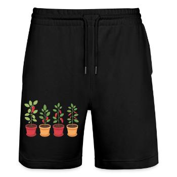 Lustiger Chili Gärtner Gartenarbeiter Geschenk - Stanley/Stella Unisex Bio Joggingshorts Trainer  - Schwarz - Vorne - Nik (191cm) & Marisol (170cm)