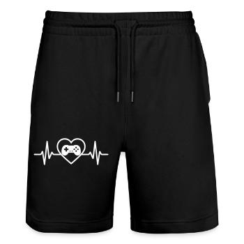 Cœur Rétrogaming – Passion Console Vintage - Stanley/Stella Unisex Bio Joggingshorts Trainer  - Schwarz - Vorne - Nik (191cm) & Marisol (170cm)