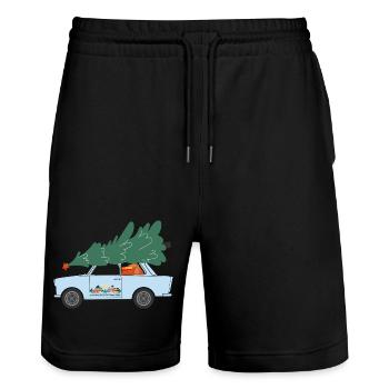 Noël à la maison (Édition Trabi) - Short de jogging bio TRAINER Stanley/Stella unisexe - noir - Devant - Nik (191cm) & Marisol (170cm)