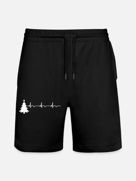 Christmas Tree ECG Heartbeat Christmas Ugly - Stanley/Stella Trainer Unisex Organic Jogging Shorts - black