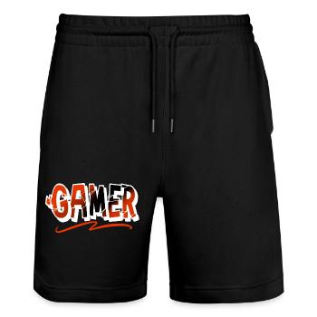 Gamer - Stanley/Stella Unisex Bio Joggingshorts Trainer  - Schwarz - Vorne - Nik (191cm) & Marisol (170cm)