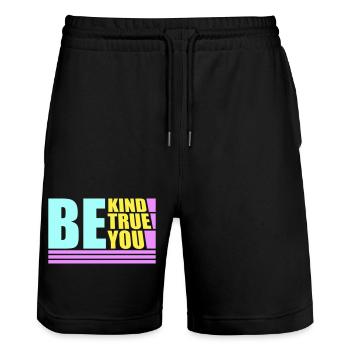 Be Kind Be True Be You Inspirierend Selbstliebe - Stanley/Stella Unisex Bio Joggingshorts Trainer  - Schwarz - Vorne - Nik (191cm) & Marisol (170cm)