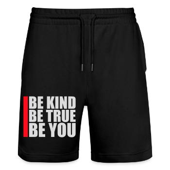 Be Kind Be True Be You Inspirierend Selbstliebe - Stanley/Stella Unisex Bio Joggingshorts Trainer  - Schwarz - Vorne - Nik (191cm) & Marisol (170cm)