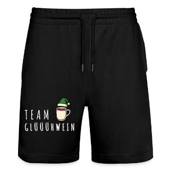Team Glühwein – Adventmarkt Punsch Weihnachten - Stanley/Stella Unisex Bio Joggingshorts Trainer  - Schwarz - Vorne - Nik (191cm) & Marisol (170cm)
