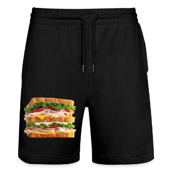 Sandwich - Short de jogging bio TRAINER Stanley/Stella unisexe - noir - Devant - Nik (191cm) & Marisol (170cm)