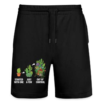 Witzige Sukkulenten-Kaktus-Sammler - Stanley/Stella Unisex Bio Joggingshorts Trainer  - Schwarz - Vorne - Nik (191cm) & Marisol (170cm)