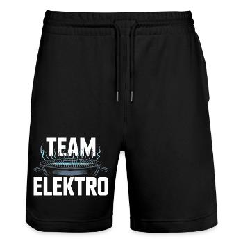 Team Elektro Grillen Strom Outdoor Spaß - Stanley/Stella Unisex Bio Joggingshorts Trainer  - Schwarz - Vorne - Nik (191cm) & Marisol (170cm)