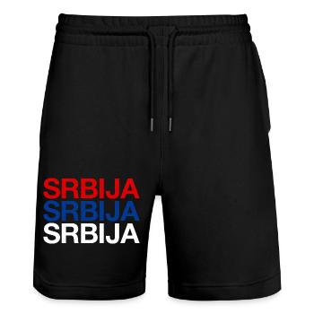 Serbia Serbien - Short de jogging bio TRAINER Stanley/Stella unisexe - noir - Devant - Nik (191cm) & Marisol (170cm)