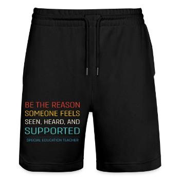 Sonderschule Lehrer Förderschule Pädagoge - Stanley/Stella Unisex Bio Joggingshorts Trainer  - Schwarz - Vorne - Nik (191cm) & Marisol (170cm)