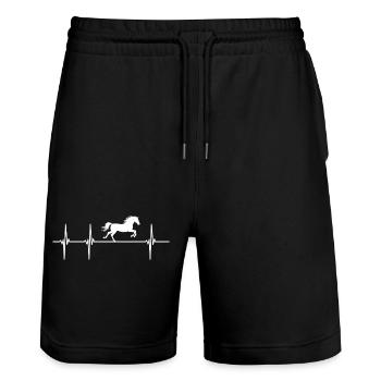 Galop de cheval en battement de cœur - Short de jogging bio TRAINER Stanley/Stella unisexe - noir - Devant - Nik (191cm) & Marisol (170cm)