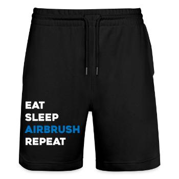 Eat Sleep Airbrush Repeat - Constructeur de maquettes à l’échelle - Short de jogging bio TRAINER Stanley/Stella unisexe - noir - Devant - Nik (191cm) & Marisol (170cm)