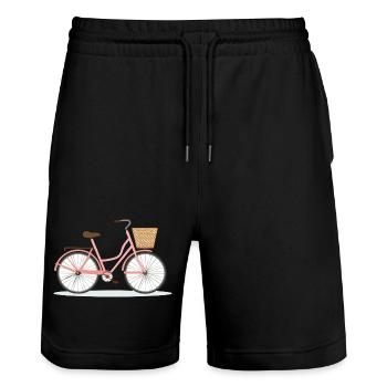 Vélo rose avec panier - Short de jogging bio TRAINER Stanley/Stella unisexe - noir - Devant - Nik (191cm) & Marisol (170cm)