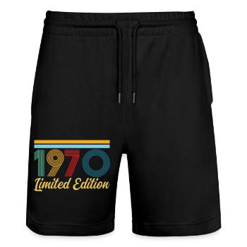 1970er Geburtstag geboren in 1970 Vintage-Retro-Geschenk - Stanley/Stella Unisex Bio Joggingshorts Trainer  - Schwarz - Vorne - Nik (191cm) & Marisol (170cm)