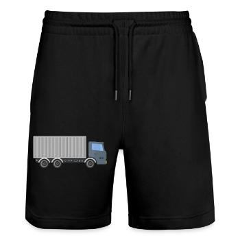 Delivery truck - Stanley/Stella Trainer Unisex Organic Jogging Shorts - black - Front - Nik (191cm) & Marisol (170cm)