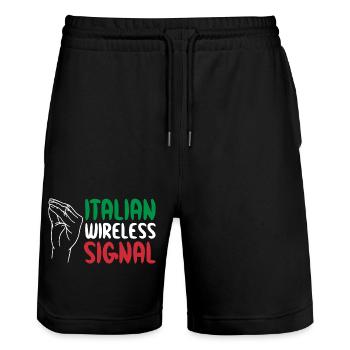 Italian Wireless Signal Italy Italian Wi-Fi - Stanley/Stella Trainer Unisex Organic Jogging Shorts - black - Front - Nik (191cm) & Marisol (170cm)