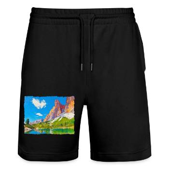 Lac dans les Dolomites avec effet peinture - Short de jogging bio TRAINER Stanley/Stella unisexe - noir - Devant - Nik (191cm) & Marisol (170cm)