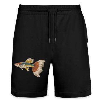 Imprimé vintage de Poisson Rouge Coloré - Short de jogging bio TRAINER Stanley/Stella unisexe - noir - Devant - Nik (191cm) & Marisol (170cm)