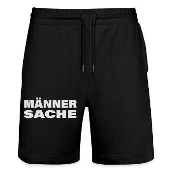 Men's business - Stanley/Stella Trainer Unisex Organic Jogging Shorts - black - Front - Nik (191cm) & Marisol (170cm)