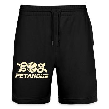 Emblème de la boule de petanque Go - Short de jogging bio TRAINER Stanley/Stella unisexe - noir - Devant - Nik (191cm) & Marisol (170cm)