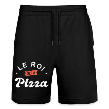 roi de la Pizza Cadeau personnalis pizzaiolo - Short de jogging bio TRAINER Stanley/Stella unisexe - noir - Devant - Nik (191cm) & Marisol (170cm)