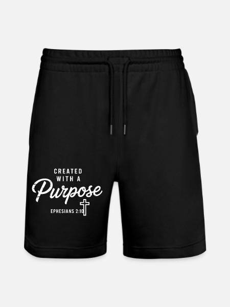 Purposeful Faith Cross-Typografie - Stanley/Stella Unisex Bio Joggingshorts Trainer - Schwarz