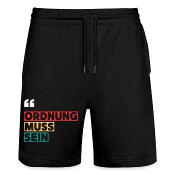 Order must be – clear lettering - Stanley/Stella Trainer Unisex Organic Jogging Shorts - black - Front - Nik (191cm) & Marisol (170cm)