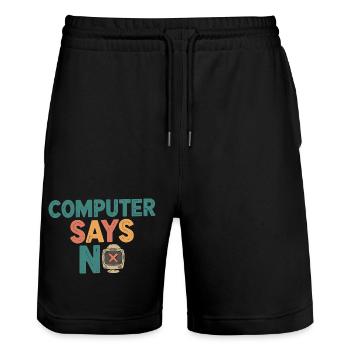 Retro Computer Says No - Stanley/Stella Trainer Unisex Organic Jogging Shorts - black - Front - Nik (191cm) & Marisol (170cm)
