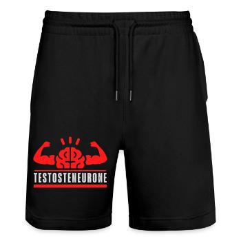 Testosteneuron - Stanley/Stella Unisex Bio Joggingshorts Trainer  - Schwarz - Vorne - Nik (191cm) & Marisol (170cm)