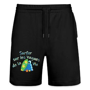 Surfer sur les vagues de la Vie - Short de jogging bio TRAINER Stanley/Stella unisexe - noir - Devant - Nik (191cm) & Marisol (170cm)