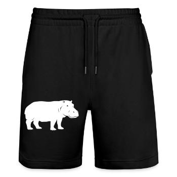 Flusspferd Silhouette Afrika Vektor - Stanley/Stella Unisex Bio Joggingshorts Trainer  - Schwarz - Vorne - Nik (191cm) & Marisol (170cm)